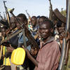 Jikany Nuer White Army fighters holds their weapons in Upper Nile State